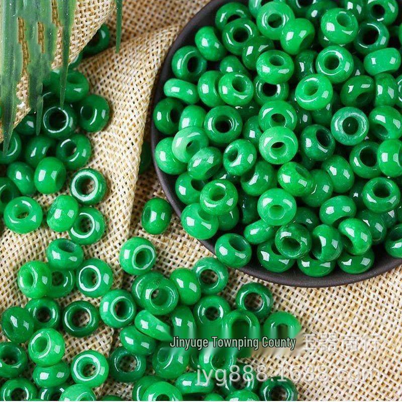Jade Green Iron Dragon Large Hole Beads for DIY Jewelry Making 5.5*8mm Abacus Beads