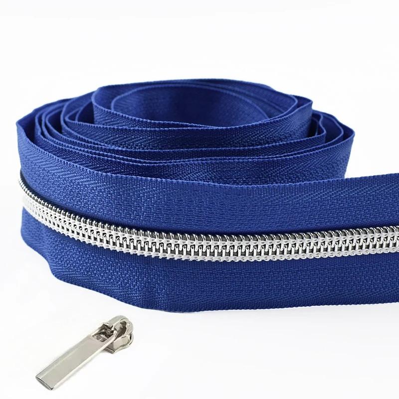 Cintas de Cremallera de Nylon #5 de 1/2/3/4/5 Metros con Deslizadores Cremalleras de Espiral Bolsa Cartera Bolsillo Tiradores de Cremallera Kit de Reparación de Cabezal Accesorios de Costura