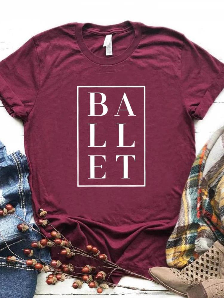 WoUnisex T Shirt Ballet Letters Print Tshirt WoUnisex Short Sleeve O Neck Loose Tshirt Ladies Causal Tee Shirt Clothes Tops
