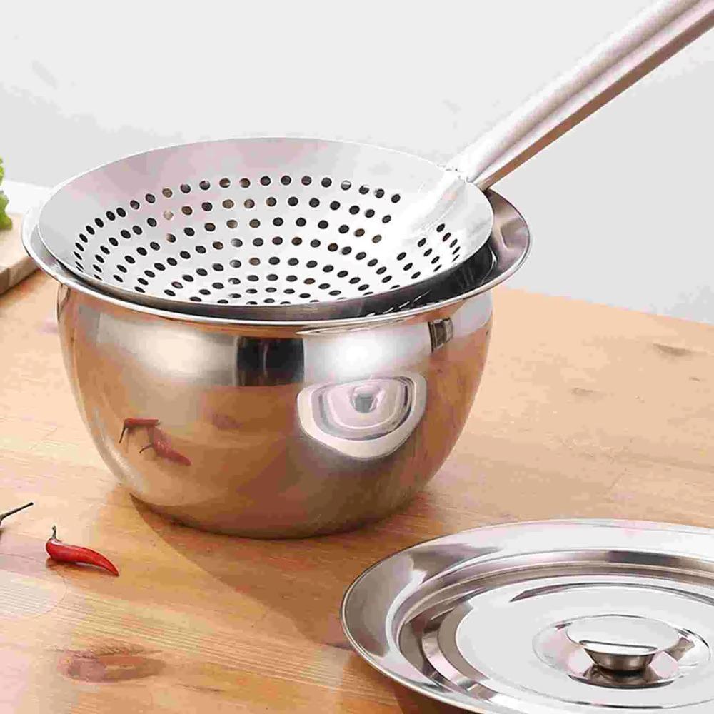 Long Handle Oil Flour Noodle Dumplings Sieve Thickened Mesh Strainer Colander  Kitchen Tools