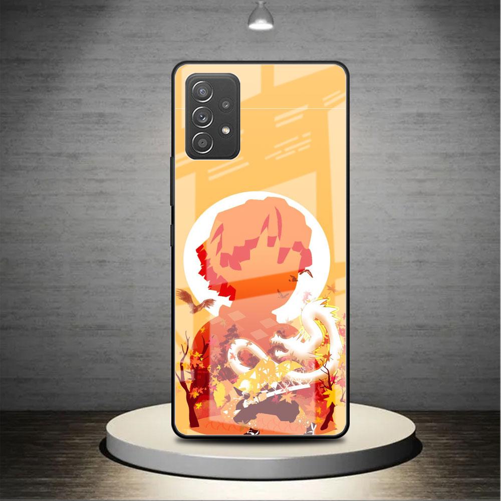 Glass Case For Samsung Galaxy A52 A71 A50 A51 A70 A21s A31 A72 A10 A12 A30 A22 5G Phone Cover Demon Slayer Anime