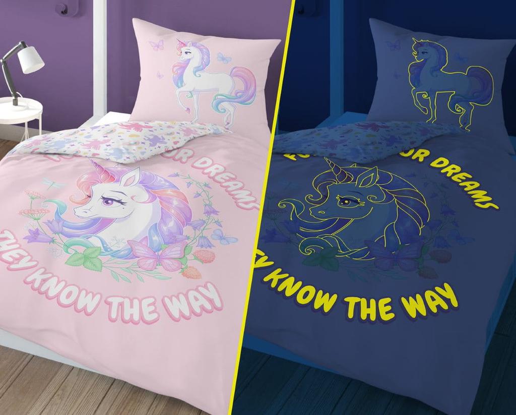 Bedding set 140x200 glow in the dark unicorn unicorn