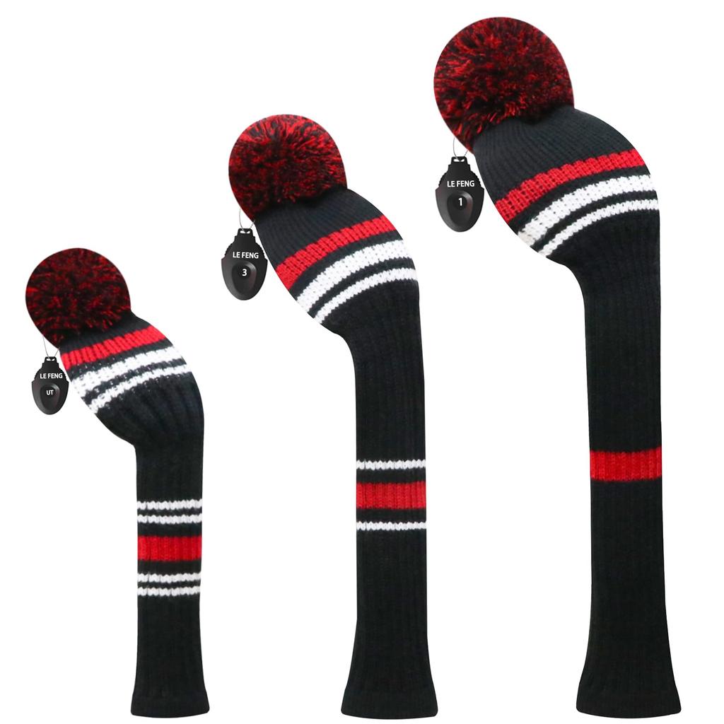 Capa de Cabeça de Golfe LeFeng Sports Tricô de 3 Peças Compatível com