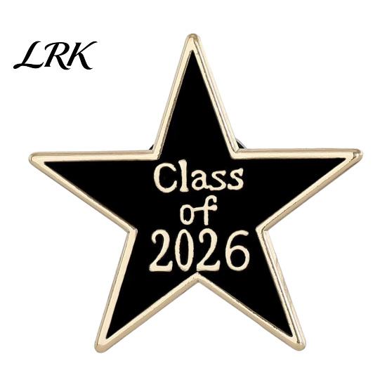 Scroll And Star Pin 2026 Graduation Brooch Pin, Cap Paper Enamel Lapel Alloy Badge Class of Commemorative for High School College Student A