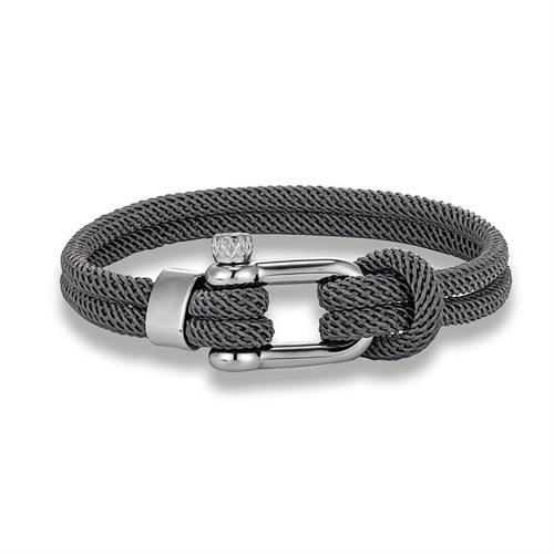 European American Fashion Stainless Steel U-shaped Horseshoe Buckle Trendy Unisex Black Rope Double-layer Bracelet