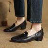 Krazing Pot Sheepskin Fashion Summer Spring Autumn Summer Slip on Women Round Toe Med Heels Metal Flowers Pleated Style Loafers