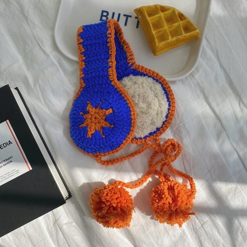 

Новые милые теплые вязаные наушники с ремешками для женщин, осенне-зимняя корейская версия, модные ретро-милые и симпатичные наушники