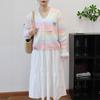 Rainbow Sweater Jacket Autumn and Winter New Loose Short Bow Sweet Wind Knitted Cardigan Women