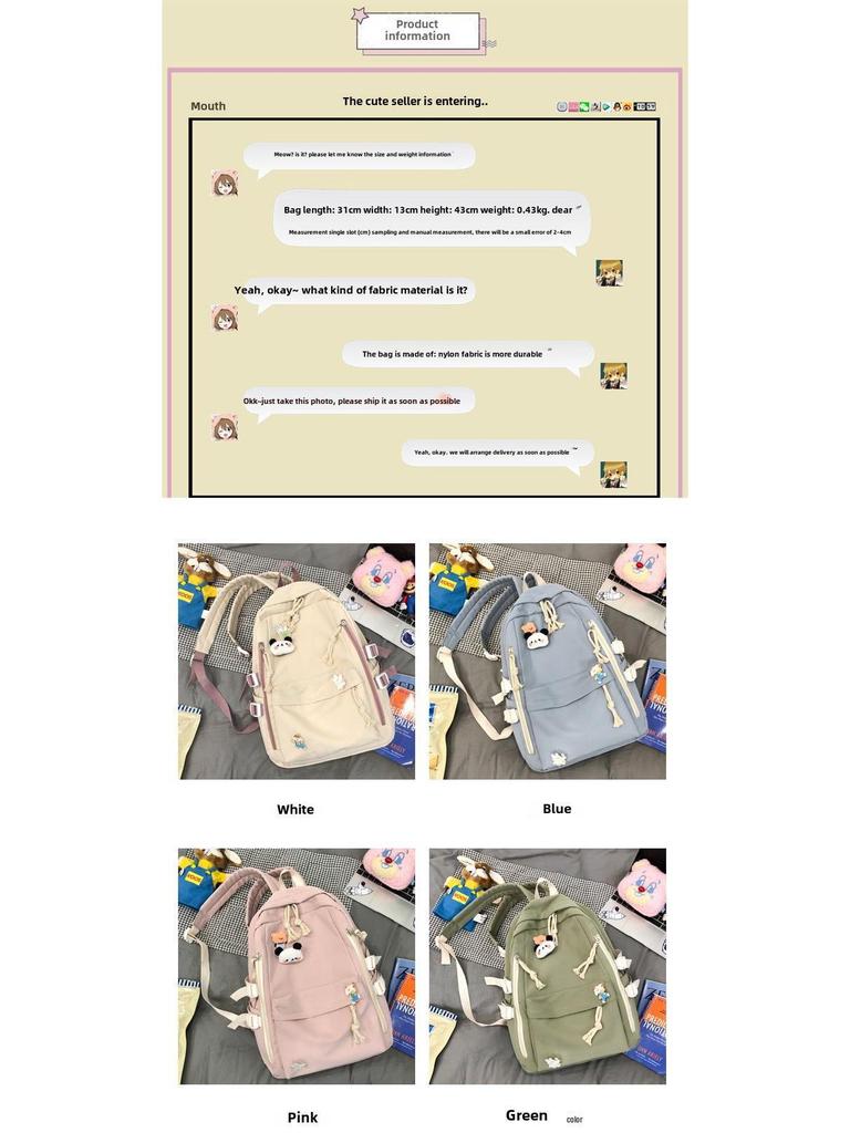 Korean Style Harajuku Backpack for Girls - Large Capacity, Solid Color, Perfect for High School & Junior Students.