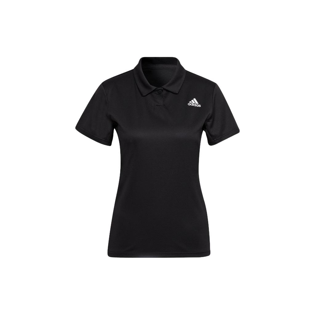 Adidas Solid Color Logo Polo Shirt Women Tops Black HI5687