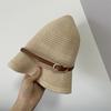 Gürtel wellige Kante gestrickter Eimerhut Damen Herbst und Winter faltbar retro vielseitig lässig Sonnenschutz Beckenhut