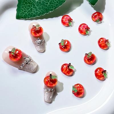 50 ks Mini Simulace Červené Ovoce Dekorace Miniaturní Ovoce Pryskyřičná Figurka Soška Ozdoba DIY Řemesla Nail Art Přívěsek Příslušenství pro Domeček pro Panenky