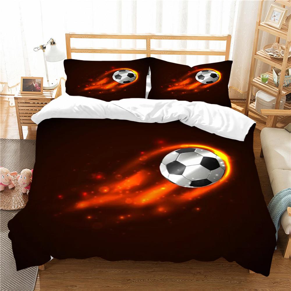 Sengetøysett Fotball Hjemmetekstiler Queen King Size Barn Tenåring Fotball Dynetrekk 3D Dynetrekksett