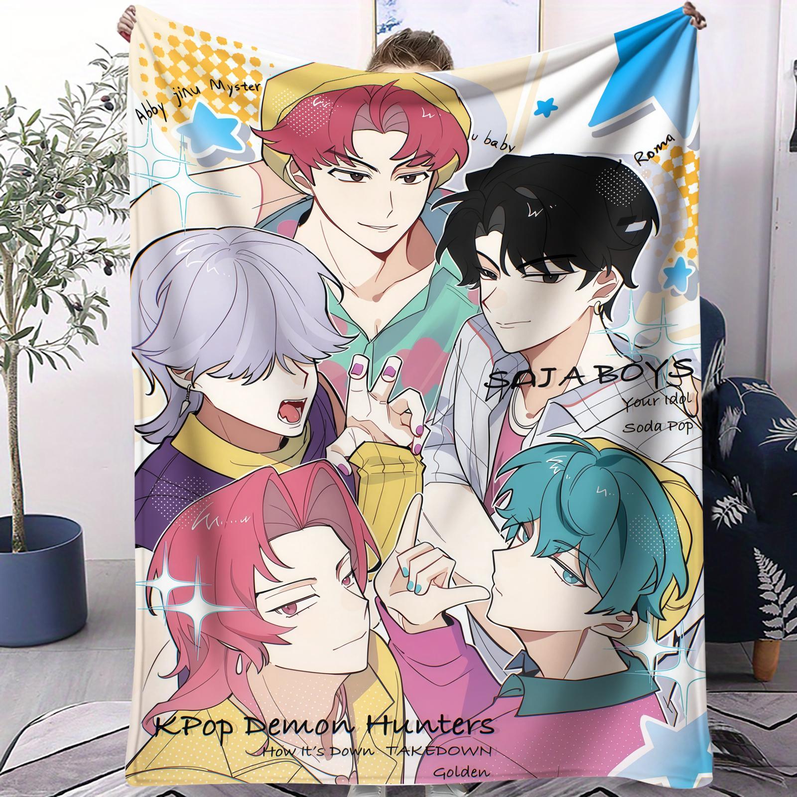 

Saja Boy Kpop Demon Hunter Blanket Girl Boy Blanket Soft Fluffy Adult Cartoon Blanket Suitable For Dormitory Bedroom Sofa Office 70x100cm