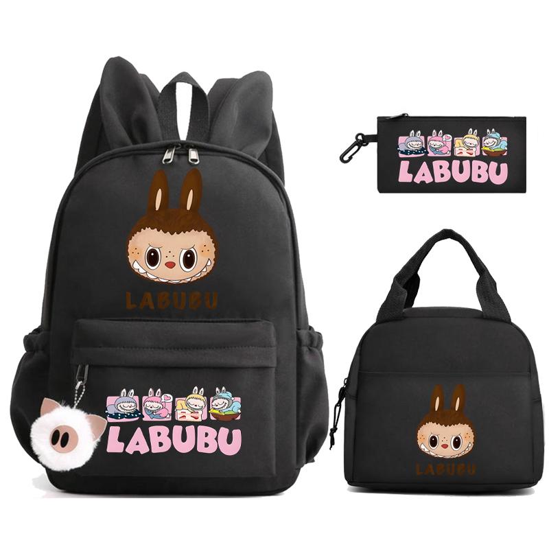3Pcs/set Cute Printed Backpack Lunch Bag Pencil Case Children Girl Boy Mokoko Student Schoolbag Zimomo Kid Gift Mochila
