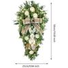 Easter Teardrop Wreath Ornament Easter Rabbit Flower Basket Wreath Artificial Teardrop Bunny Garland For Front Door, Patio