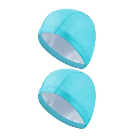 2Pcs Adults Swim Cap Water Resistant Elastic Breathable Long Short Hair Swimming Hat Solid Color Men Women Swimming Pool Cap