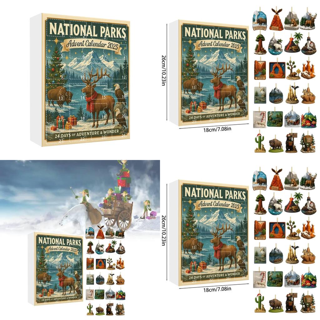 National Parks Christmas Countdown Calendar With Animal And Plant Figures For Festive Decorations