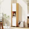 Bathroom Cabinet With 2 Cupboards And Open Shelves Adjustable Internal Shelves 30x30x166 Cm White And Wood