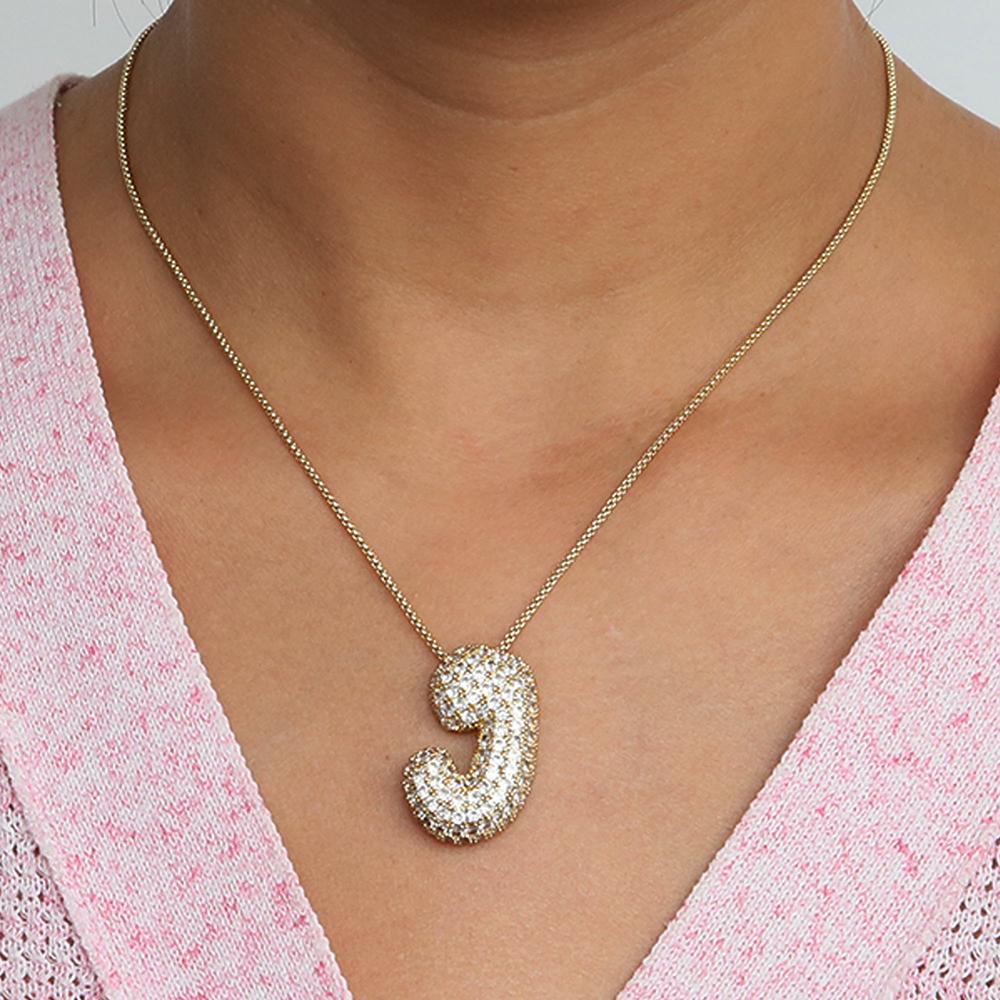 Initial Charm A-Z Letters Pendant Necklace Women Men Choker Stainless Steel Rope Chain Fat Alphabet Gold Color Hip Hop Iced