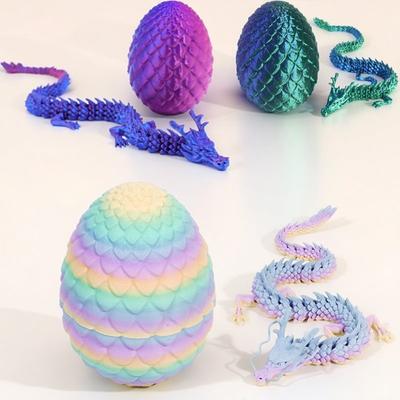 3D tištěná figurka čínského draka 25 cm Plně kloubová Pohyblivá Úložná schránka na vejce Gradientní barva Dětská hračka Dekorativní ozdoba Sváteční dárek