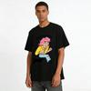 Goofy Pink Hair Laughing Running Character Print Casual T-Shirt Unisex Fun Daily Top Pure cotton T-shirt