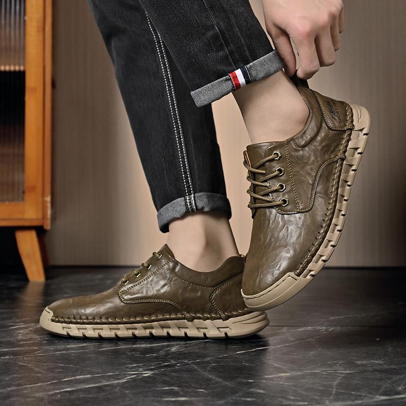 Men's Casual Shoes High Quality Breathable Retro Leather Outdoor Shoes Soft Comfy Wear-resistant Men Shoes Sneaker
