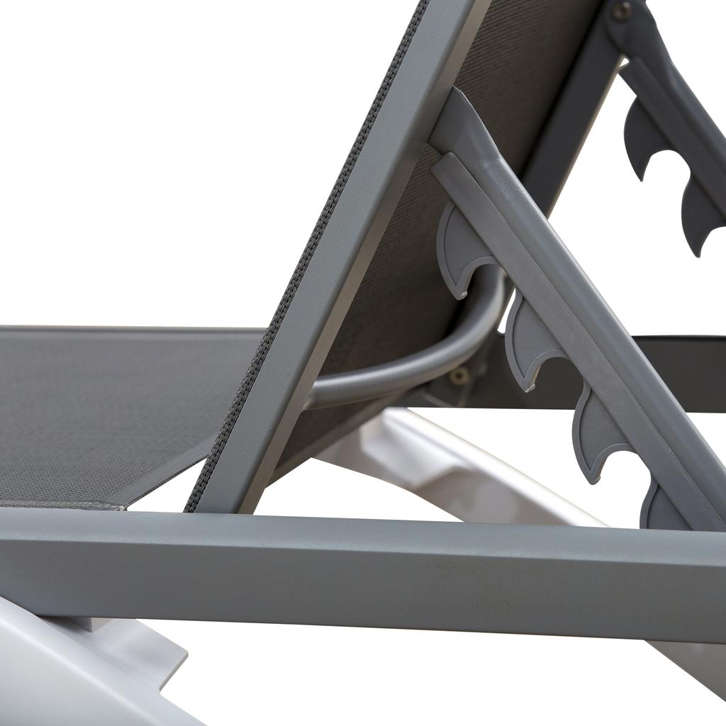 Aluminium Frame Sun Lounger, with Adjustable Back - Grey