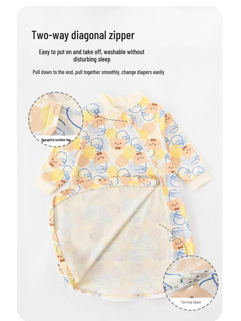Four Seasons Baby Sleeping Bag - Anti-Kick & Anti-Startle, One-Piece for Newborns & Children, Spring & Autumn, Winter Style