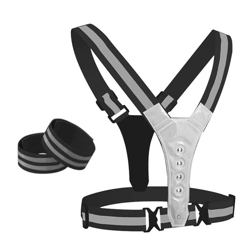 Adjustable Outdoor Sport Reflective Strap Vest LED Night Chest Lamp Safe Running Warning Light Cycling Accessories Unisex
