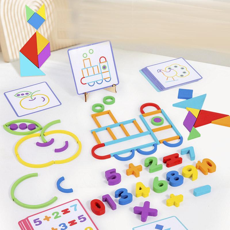 Wooden Creative Sticks And Rings Puzzle Tangram Puzzle Intelligence Game Montessori Educational Toys For Children 3 Year Old