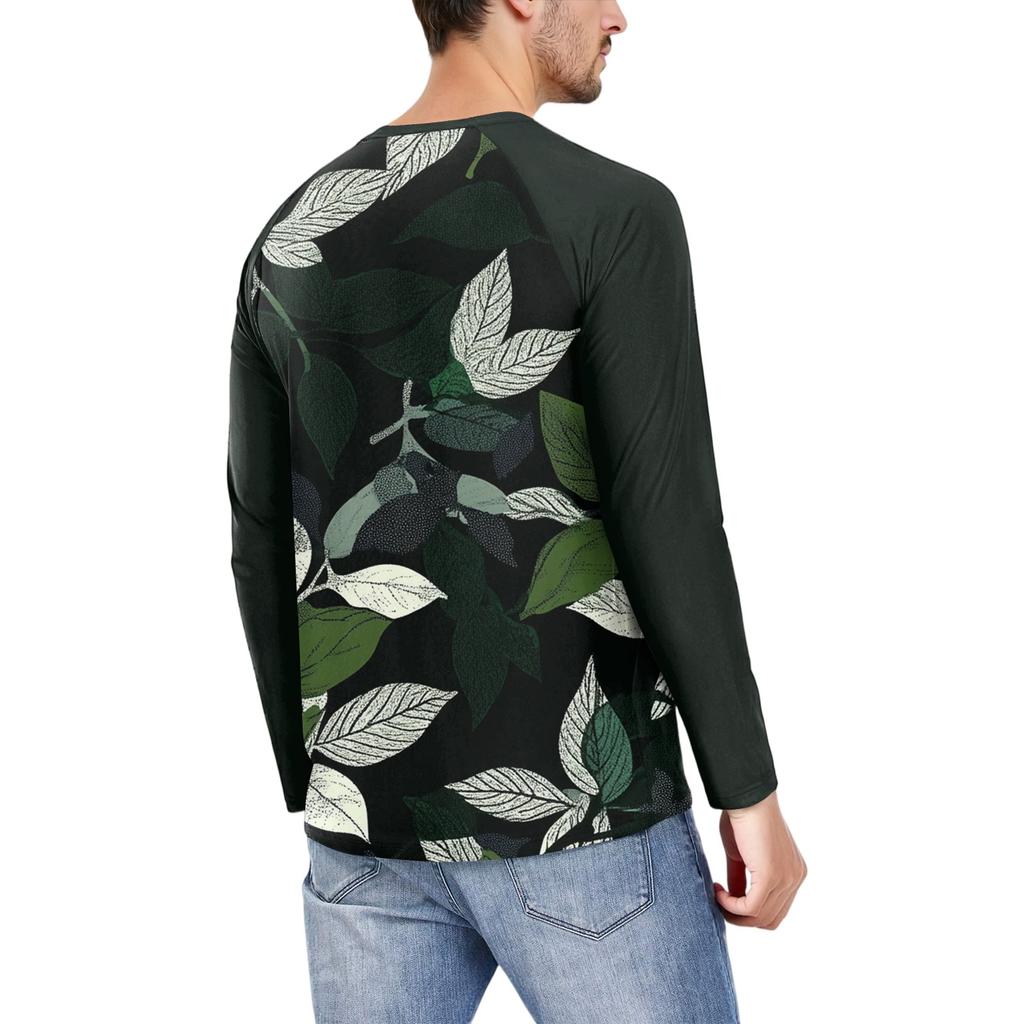 Men's Fashion Printed Raglan Long Sleeve Sports Top
