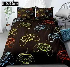 Hot Sale 3D Gamepad Bedding Set Custom Kids Boys Gamer Teens Video Game Duvet Cover for Youth Modern Game Controller Bedspread