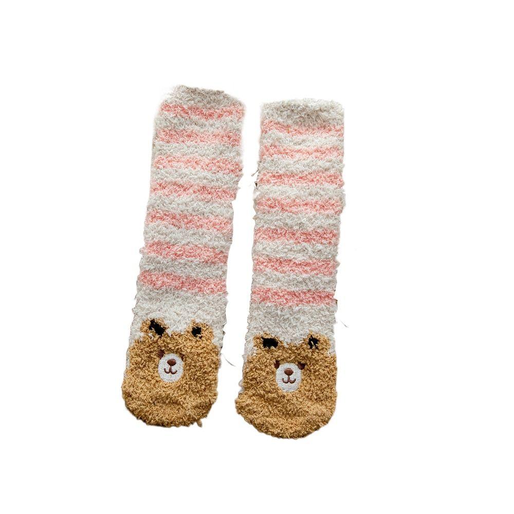 

Winter Cartoon Animal Pattern Mid Tube Socks Kids Socks Apparel Accessories Home Sleeping Socks pink bear