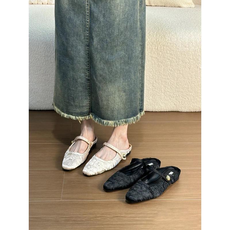 Sheepskin version~ Baotou half slippers women's gentle lazy one-pedal flat shoes