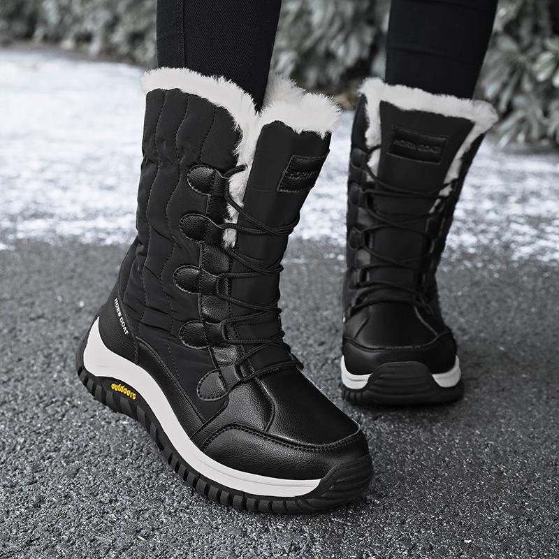 Women's Snow Boots Womens Winter Shoes Keep Warm Plush High-top Boots Fashion Ladies Outdoor Non-slip Mid Calf Boots Botas Mujer