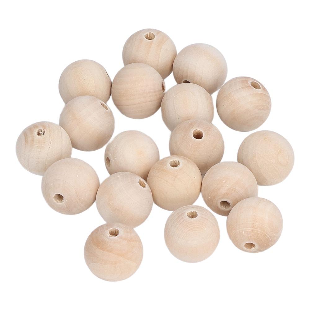 50pcs Natural 30mm Diameter Wooden Beads Ball Shaped Large Hole Wood Drawer Pulls Wood Cabinet Knobs For Crafts