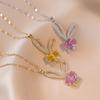 Rabbit Shape Pendant Necklace for Women Fashion Stainless Steel Chain Zirconia Necklaces Wedding Party Jewelry Accessories