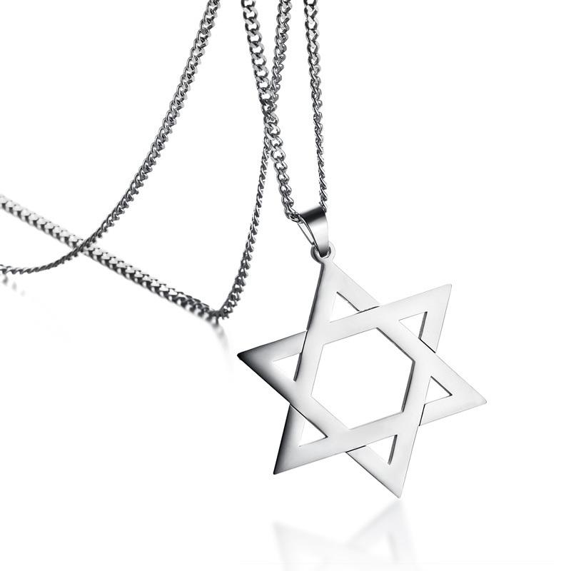 Vnox Trendy Hexagram Pendant Necklace for Man High Quality Stainless Steel Star of David Shape 24" Link Chain Male Jewelry