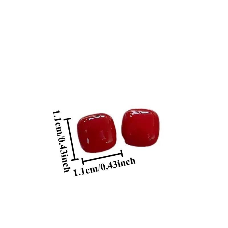 Angola Red New Year Stud Earrings – Minimalist French Fashion
