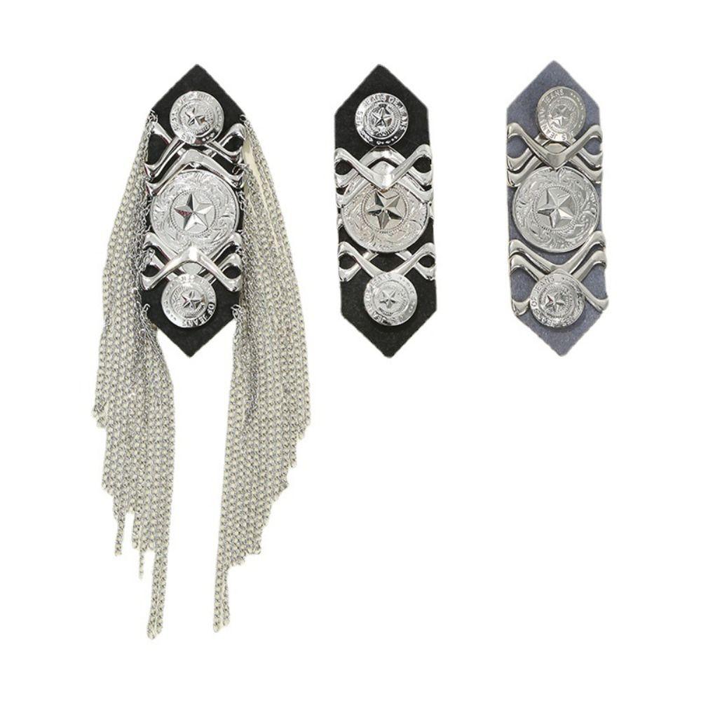 Metal Shoulder Epaulette Badges Shoulder Pad Tassel Chain Epaulet Epaulette Pin Backing Vintage Brooch Pin For Evening Party