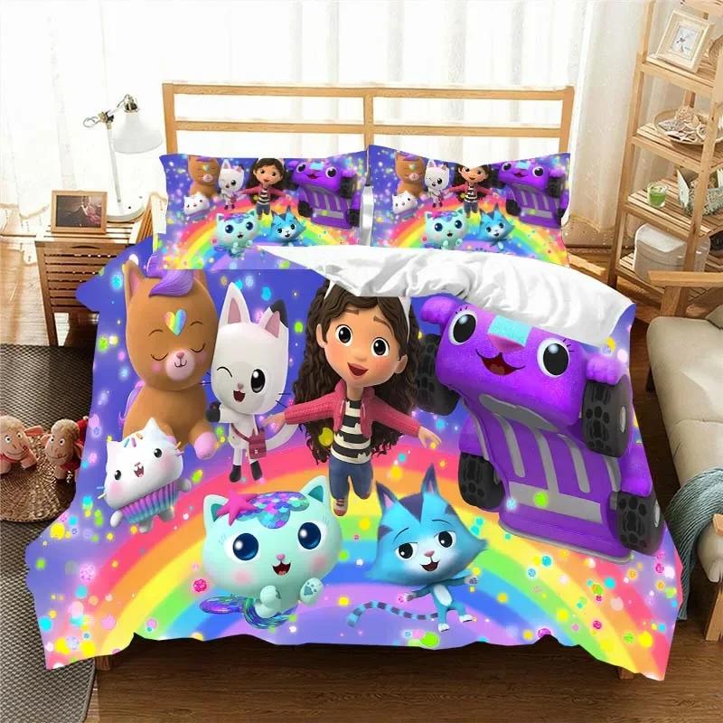 Gabbys D-Dollhouse Ložní souprava Povlak na přikrývku Přikrývka Postel Jednolůžko Dvojlůžko Plná Queen Mládež Děti Dívka Chlapci Dárek Ložní souprava velikosti King