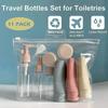 11pcs Travel Essentials Set Dispensing Bottles Pouch Lotion Organizer Storage Spray Plastic Mini Bag Squeeze Makeup Empty Liquid