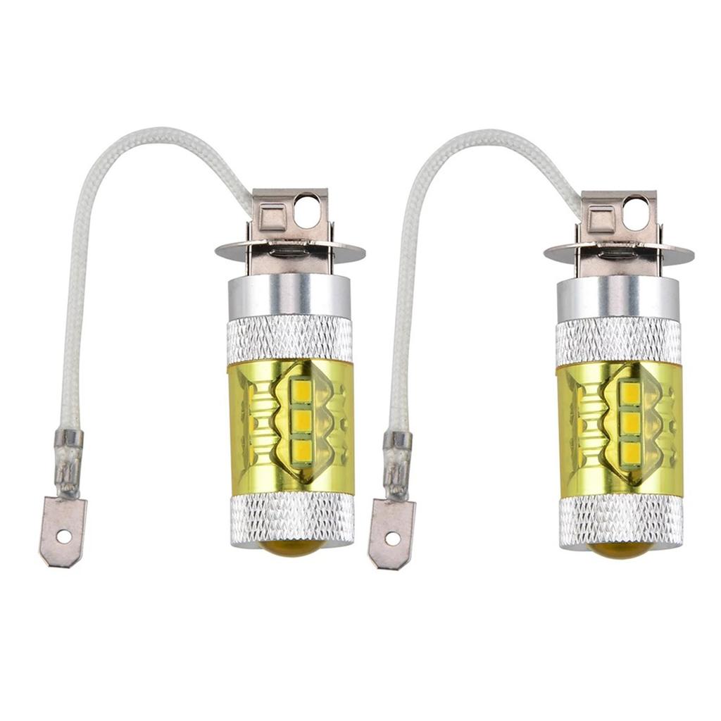 2pcs H3 LED Fog Lights Bulb 80W 16LED High Power Yellow White Lighting DRL Bulb Replacement For Car Truck Motorcycle Accessories