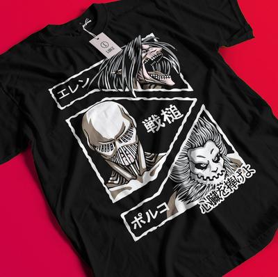 Koszulka Atak Tytanów Eren Mikasa T-shirt Levi T-shirt AOT Warhammer Szczęka Armin BB1142