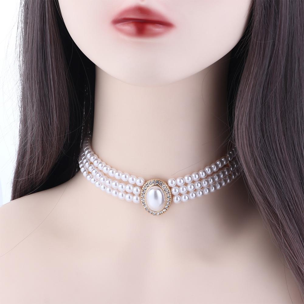 Pearl Zinc Zinc Alloy Temperament Rhinestones Jewelry Accessories Korean Style Choker Women Necklace
