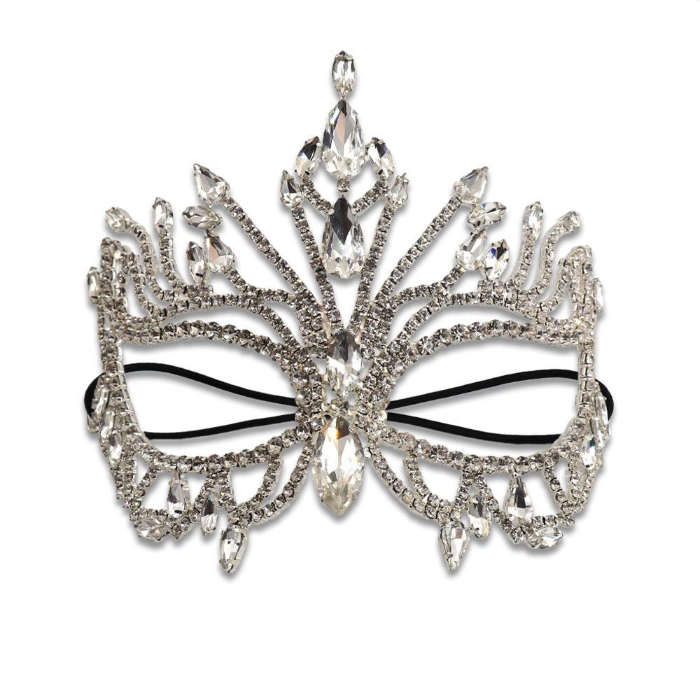 Shiny Rhinestone Crystal Mask Exaggerated Handmade Design Rhinestone Mask Jewelry Crystal Cover Halloween Mask Costume Party