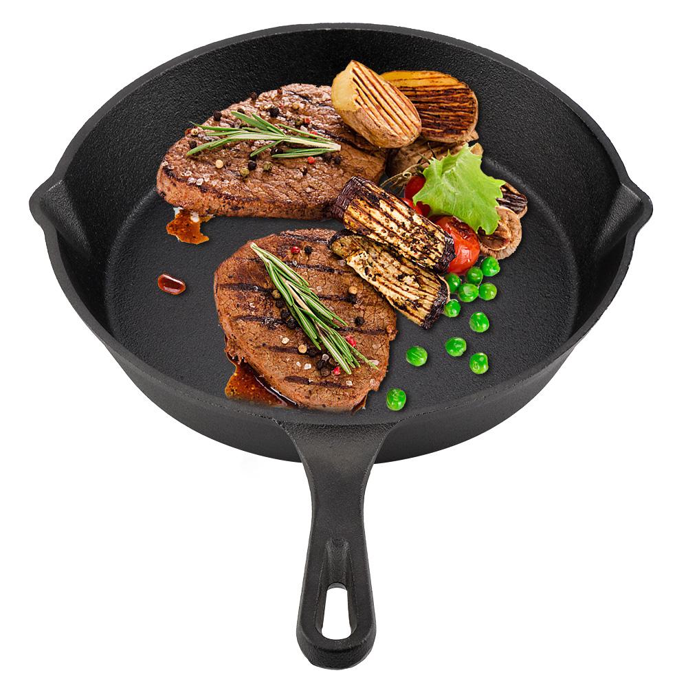 Cast Iron Frying Pan, Diameter 27 Cm, Cast Iron Frying Pan, Iron Frying Pan, Cast Iron Frying Pan, Grill Pan for Stove, Oven, Grill, Induction Cooker,