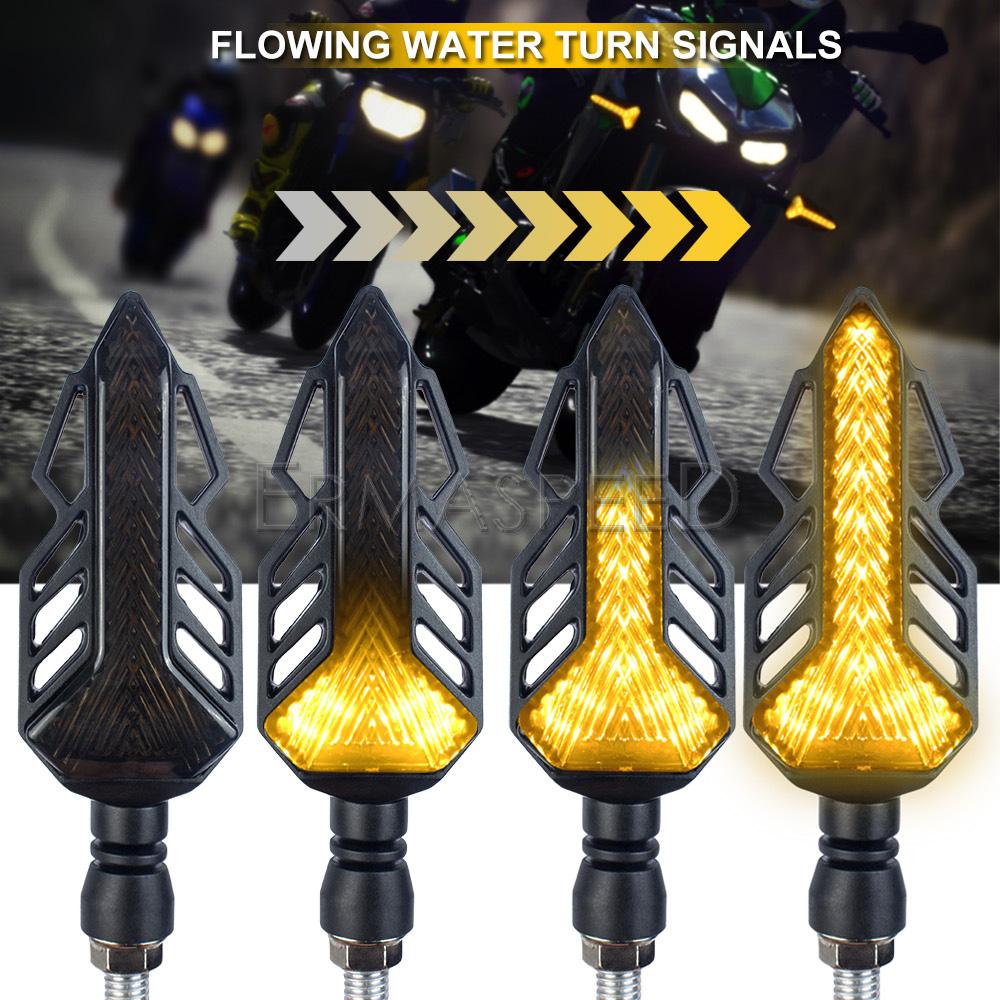 Sequential Motorcycle LED Turn Signal Lights Amber Flowing Water Motorbike Blinkers Indicator 12V Universal Lamp