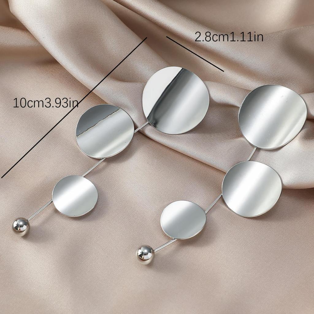 Metallic Glossy Triple-Round European & American Style Korean Earrings